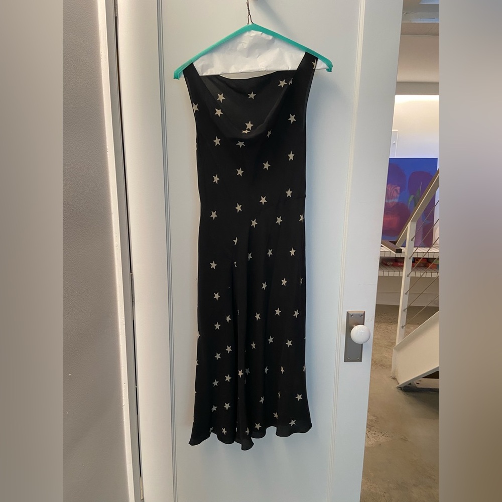 philosophy di alberta feretti bias cut black and white stars silk dress